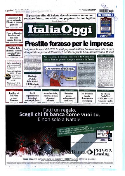 Italia oggi : quotidiano di economia finanza e politica